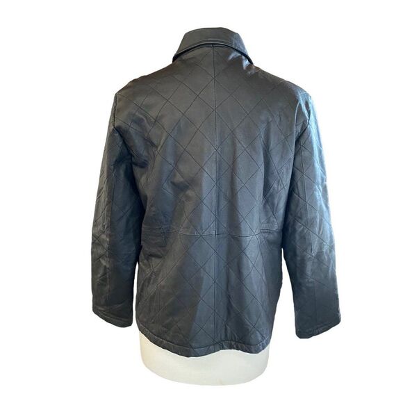 Vintage Dialogue QVC Style Diamond Stitch Black Leather Jacket Women’s M - Picture 2 of 15